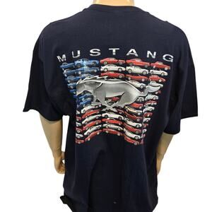 Mustang Flag Graphic T-Shirt Ford Mustangs over the Years Men's XXL NWT